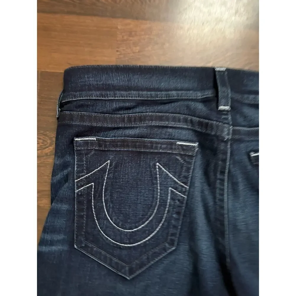 Rare Find True Religion Jeans Ricky Relaxed Straight No Flap Blue Denim 40x33Men